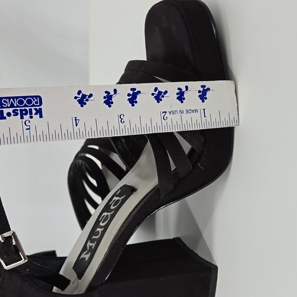 Mudd Vintage 90s Strappy Satin High Heels Black Ankle Strap Shoe Size 7 - Picture 9 of 11